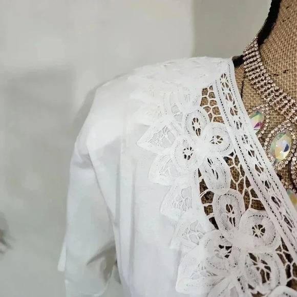 Vintage Magnet Art Lynn Yang Lace Puffed shoulder Cottage Core Style Blouse. - Picture 9 of 11